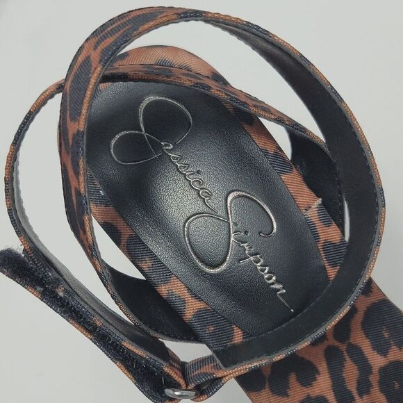 Jessica Simpson Kielne Animal Print Square Toe Ankle Strap Heel Sandals Size 9 - Picture 7 of 12